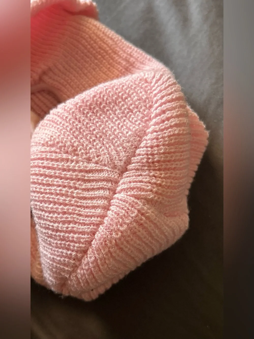Pink Knit Ski Mask Face Cover with Embroidered Dollar Signs